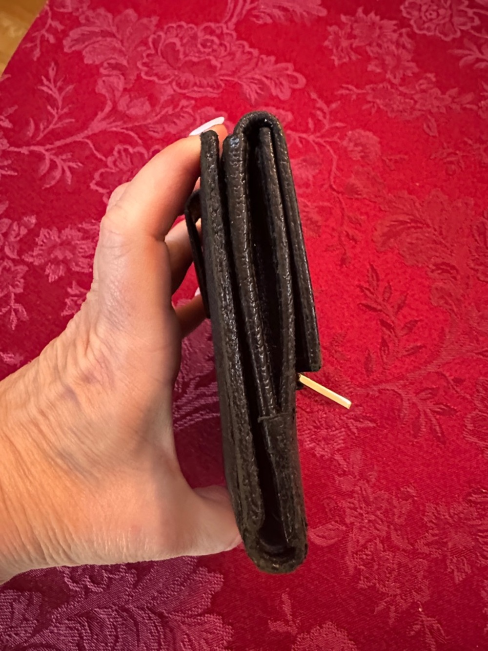 Gucci Black Canvas & Leather Compact Snap Wallet w/ Gold Charm - Picture 4 of 9